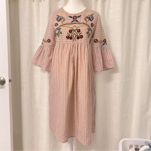 Orange Creek Dresses | Nwot Orange Creek Boho Embroidery Pink Dress | Color: Pink/White | Size: S | Rorymjackson's Closet